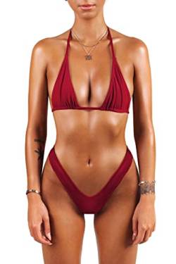 sofsy Rot Bikinioberteil für Damen sexy Zweiteiler TriangelBikinioberteil Badeanzug (Top & Bottoms separat erhältlich!) größe Medium 32dd 34dd von sofsy