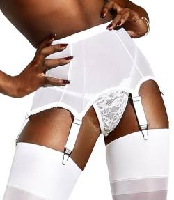 sofsy Strapsgürtel mit Riemen für Strümpfe - Strapsen Dessous - (Strapshalter Wird Separat von Strümpfen Verkauft) Hochzeit Braut Flitterwochen Hochzeitsreise White 2 - Small von sofsy