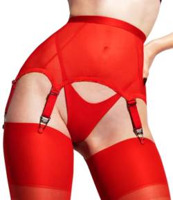 sofsy Strapsgürtel mit Riemen für Strümpfe - Strapsen Dessous - (Strapshalter Wird Separat von Strümpfen Verkauft) Valentinsgrüße Weihnachten Red 3 - Medium von sofsy