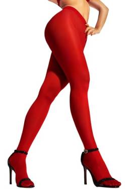 sofsy Strumpfhose für Damen - 40 Den Damen Feinstrumpfhose, Mikrofaser Dessous Stützstrümpfe [ Strumpfhosen Frauen] Rot Red - Medium von sofsy