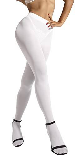 sofsy Strumpfhose für Damen - 40 Den Damen Feinstrumpfhose, Mikrofaser Dessous Stützstrümpfe [ Strumpfhosen Frauen] Weiß White - Plus Size XL von sofsy