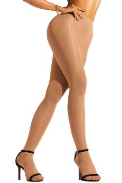 sofsy Strumpfhose für Damen - 40 Den Feinstrumpfhose, Mikrofaser Dessous Stützstrümpfe [ Strumpfhosen Frauen] Hautfarbe Verstärkte Feinstrumpfhose Natural Beige Nude - Large von sofsy