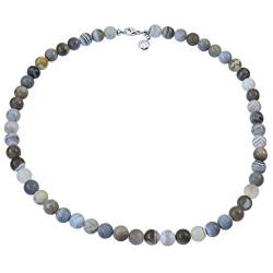 sogni d'oro, Damen Collier 925 Sterling Silber rhodiniert Botswana Achat 210 Karat 45-47cm mit Karabiner, Silber, Achat von sogni d'oro