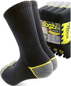 sogzz Arbeitssocken Herren 80% Baumwolle schwarz, für die Arbeit z.B. für Arbeitsschuhe, 5 Paar Arbeiter Socken für Männer, lang, stark & robust, work socks, Arbeitersocken in 43-46 von sogzz