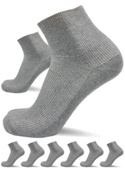 sogzz Diabetikersocken Herren Damen | 6 Paar | ohne Gummibund, ohne Naht, Kurzsocken, kurze Diabetiker Socken, Quarter Socken kurz, 80% Baumwolle, Modell: Diabetic Quarter, 35-38 Grau von sogzz