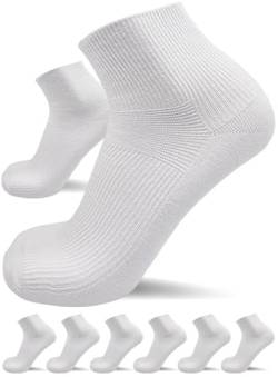 sogzz Diabetikersocken Herren Damen | 6 Paar | ohne Gummibund, ohne Naht, Kurzsocken, kurze Diabetiker Socken, Quarter Socken kurz, 80% Baumwolle, Modell: Diabetic Quarter, 43-46 Weiß von sogzz