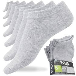 sogzz Sneaker Socken 80% Baumwolle Kurzsocken Damen Herren, Low-Cut Füßlinge für Arbeit, Sport und Freizeit (35-38, 5 Paar | Grau) von sogzz