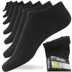 sogzz Sneaker Socken 80% Baumwolle Kurzsocken Damen Herren, Low-Cut Füßlinge für Arbeit, Sport und Freizeit (35-38, 5 Paar | Schwarz) von sogzz