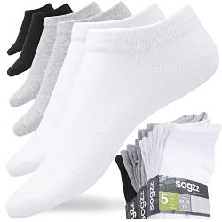 sogzz Sneaker Socken 80% Baumwolle Kurzsocken Damen Herren, Low-Cut Füßlinge für Arbeit, Sport und Freizeit (35-38, 5x Schwarz + 5x Weiß + 5x Grau) von sogzz