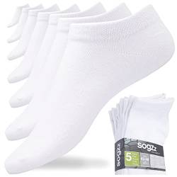 sogzz Sneaker Socken 80% Baumwolle Kurzsocken Damen Herren, Low-Cut Füßlinge für Arbeit, Sport und Freizeit (39-42, 5 Paar | Weiß) von sogzz