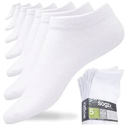 sogzz Sneaker Socken 80% Baumwolle Kurzsocken Damen Herren, Low-Cut Füßlinge für Arbeit, Sport und Freizeit (43-46, 5 Paar | Weiß) von sogzz