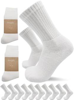 sogzz Tennissocken | 10 Paar | Herren Damen 80% Baumwolle, Sportsocken, Arbeitssocken, Tennis Sport Freizeit Arbeit Socken Unisex, Modell: Sport Basic, 43-46, Weiß von sogzz