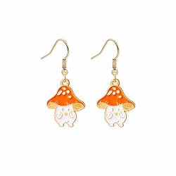 Gold Fun Drop Dangle Ohrring Sweet Fresh Pilz Food Ohrringe Niedlich Lustige Pflanzenform Ohranhänger Modeschmuck Geschenke für Frauen Mädchen - Orange von sokrocile