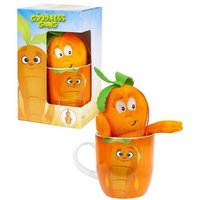 soma Kuscheltier Goodness Gang Tasse Kuscheltier Plüschtier Gemüsekorb Karotte Orange (1-St), kindertasse email kinder tasse mit Kuscheltier von soma