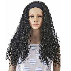 Perücke Stirnband Perücke, lockige volle Maschine hergestellt Perücken Synthetische Haarperücken für schwarze Frauen Curl Hair Daily Perücke für Party (Color : Black) von song6