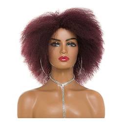 Perücke Synthetische Afro-Perücke für Frauen, afrikanische dunkelbraune schwarze rote Farbe Gerade kurze Perücke Cosplay-Haar für Party (Color : #99J, Stretched Length : 10inches) von song6