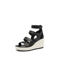 SOREL Women's Cameron Wedge Multistrap Sandals - Black, Chalk - Size 8 von sorel