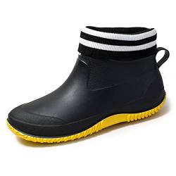 sorliva Gartenschuhe, wasserdicht, Clogs, Regenstiefel, Unisex, zum Reinschlüpfen, leicht, für Damen und Herren, Gelb gefüttert, 38 EU von sorliva