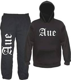 sostex AUE Jogginganzug - Altdeutsch - Jogginghose und Hoodie L Schwarz von sostex