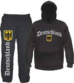 sostex Deutschland Jogginganzug - Altdeutsch mit Wappen- Jogginghose und Hoodie L Schwarz von sostex