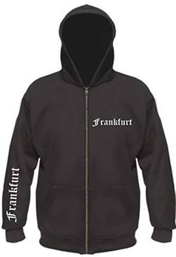 sostex Frankfurt Kapuzenjacke - altdeutsch Bedruckt - Sweatjacke Jacke Hoodie 2XL Schwarz von sostex