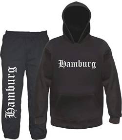 sostex Hamburg Jogginganzug - Altdeutsch - Jogginghose und Hoodie L Schwarz von sostex