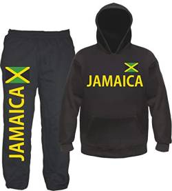 sostex Jamaica Jogginganzug - Bedruckt mit Flagge - Jogginghose und Hoodie M Schwarz von sostex