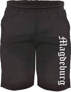 sostex Magdeburg Sweatshorts - Altdeutsch Bedruckt - Kurze Hose Shorts Schwarz L von sostex