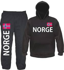 sostex Norge Jogginganzug - Bedruckt mit Flagge - Jogginghose und Hoodie L Schwarz von sostex