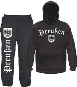 sostex Preußen Jogginganzug - Altdeutsch mit Wappen- Jogginghose und Hoodie 2XL Schwarz von sostex