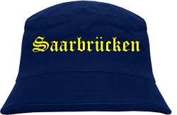 sostex Saarbrücken Fischerhut - Dunkelblau - Gelber Druck - Bucket Hat L/XL Dunkelblau von sostex