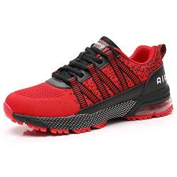 sotirsvs Herren Damen Laufschuhe Sportschuhe mit Luftpolster Turnschuhe Profilsohle Sneakers Leichte Schuhe Sport Outdoor Joggen Running Shoe Red 34 EU von sotirsvs