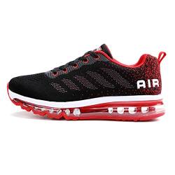 sotirsvs Herren Damen Sportschuhe Laufschuhe Straßenlaufschuhe Sneaker mit Luftpolster Turnschuhe Atmungsaktiv Leichte Schuhe Black Red 43 EU von sotirsvs