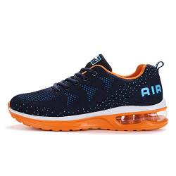 sotirsvs Herren Damen Sportschuhe Laufschuhe Straßenlaufschuhe Sneaker mit Luftpolster Turnschuhe Atmungsaktiv Leichte Schuhe Light Blue Orange 40 EU von sotirsvs