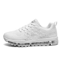 sotirsvs Herren Damen Sportschuhe Laufschuhe Straßenlaufschuhe Sneaker mit Luftpolster Turnschuhe Atmungsaktiv Leichte Schuhe White 34 EU von sotirsvs