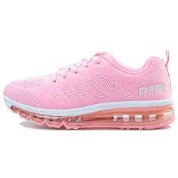 sotirsvs Herren Damen Sportschuhe Laufschuhe Straßenlaufschuhe Sneaker mit Luftpolster Turnschuhe Atmungsaktiv Leichte Schuhe White Pink 40 EU von sotirsvs