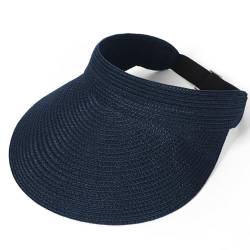 Sonnenhut Damen Sommer Strohhut faltbar uv Schutz 50 Hut Sun hat sonnenhüte mit Breite Krempe für Strand Golf(Marine) von soul young