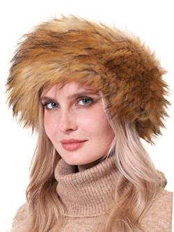 soul young Damen Winter Faux Fuchs Haarband Schleife Design Elastische Stirnband Kopfband EINWEG Verpackung(Natur 2) von soul young