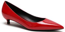 soulength High Heels Schuhe Damen 130 Bequem 3cm Kitten-Heel Lackleder Pumps Rot größe 39 von soulength