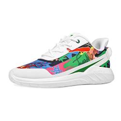 soulsfeng Sneaker atmungsaktive Laufschuhe leicht Turnschuhe Mode Sportschuhe Damen Herren Graffiti weiß 40 von soulsfeng