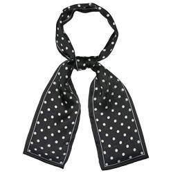 sourcing map Damen 50s Vintage Ribbon Skinny Schal Schöne Halswickel Polka Dots Haarband Kopftuch Schwarz Kleine Dots 98 x 9cm von sourcing map