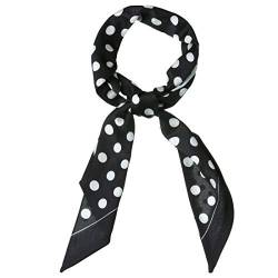 sourcing map Damen Skinny Scarf Neck Schals Doppelseitig Polka Dots Stirnband Halstuch Schwarz 150 x 13cm von sourcing map