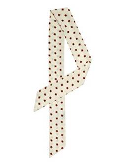 sourcing map Damen Skinny Scarf Sharp Neck Schals Doppelseitiges Polka Dots Streifen Herzdruck Halstuch Beige Einheitsgröße von sourcing map