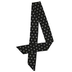 sourcing map Damen Skinny Scarf Sharp Neck Schals Doppelseitiges Polka Dots Streifen Herzdruck Halstuch Schwarz Einheitsgröße von sourcing map