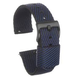 sourcing map Schwarz Blau Nylon Uhrenarmband, 20mm breit, Premium-Nylonarmband für Herren, weiches und bequemes Ersatzarmband aus Segeltuch von sourcing map