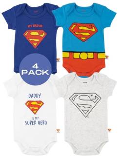 DC Comics Superman Baby Strampler Kurzarm Junge Body Mädchen Kleidung Neugeborene Bodys 4 Pack 74-80 von soxo