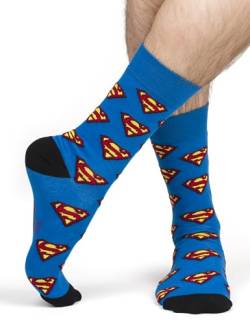 DC Comics The Batman Superman Lustige Socken Herren Baumwolle Herrensocken 40-45 Superman Logo 1 Paar von soxo