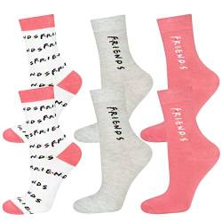 Warner Bros Friends Merchandise Lustige Socken Damen Bunte Damensocken Socks Women 35-40 Rosa Grau Weiß von soxo