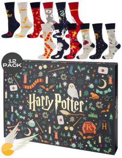 Wizarding World Harry Potter Adventskalender Socken Herren Weihnachten Damen Geschenke 12 Paar 40-45 von soxo