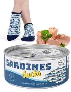 soxo Angler Geschenke Für Frauen Damen Socken Herren Lustige Geschenk Für Männer 35-40 Sardinen von soxo